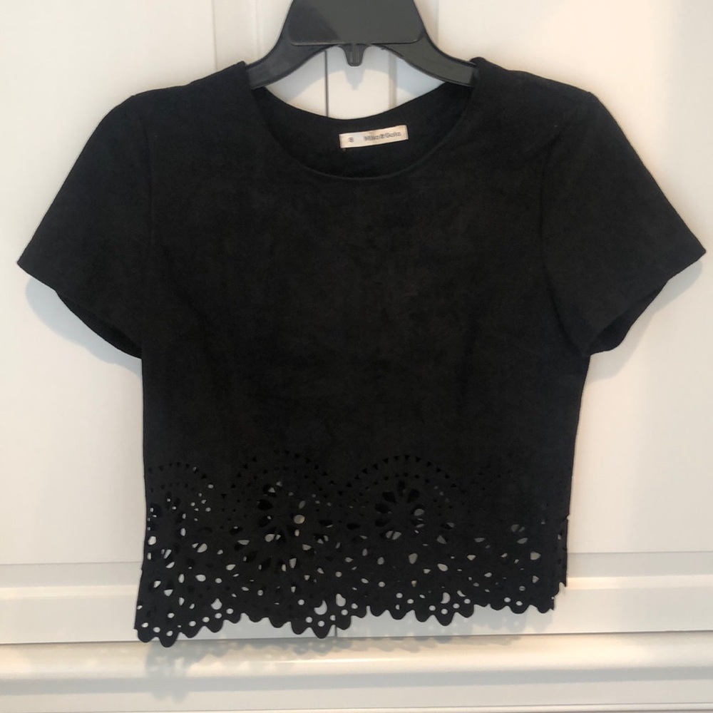 LF vegan suede laser-cut crop top